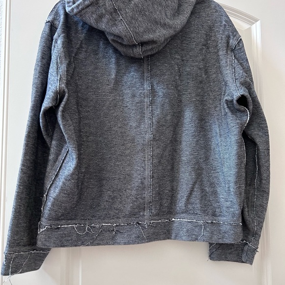 Fundamental Coast Raw Seam Full Zip 100% cotton hoodie. Thick and soft. Heather - Picture 7 of 16